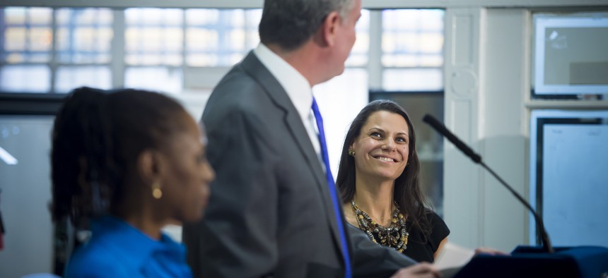 Mayor Bill de Blasio appointing Gabrielle Fialkoff as senior advisor and director of the Office of Strategic Partnerships in 2014.
