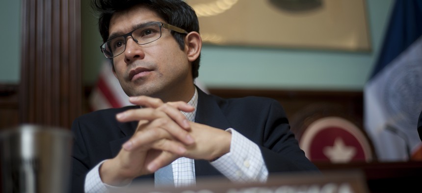 New York City Councilman Carlos Menchaca at a hearing. 