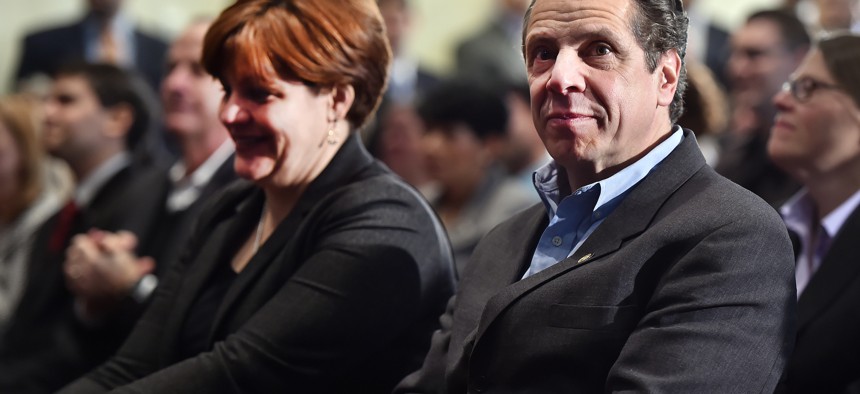 Gov. Andrew Cuomo with former New York City Council Speaker Christine Quinn.