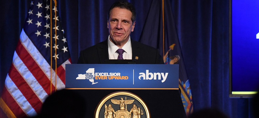 Gov. Andrew Cuomo makes an announcement at the Association for a Better New York breakfast on April 5, 2018.