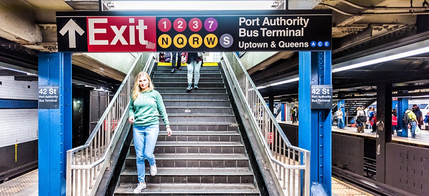 The New York City subway at 42nd Street Port Authority.