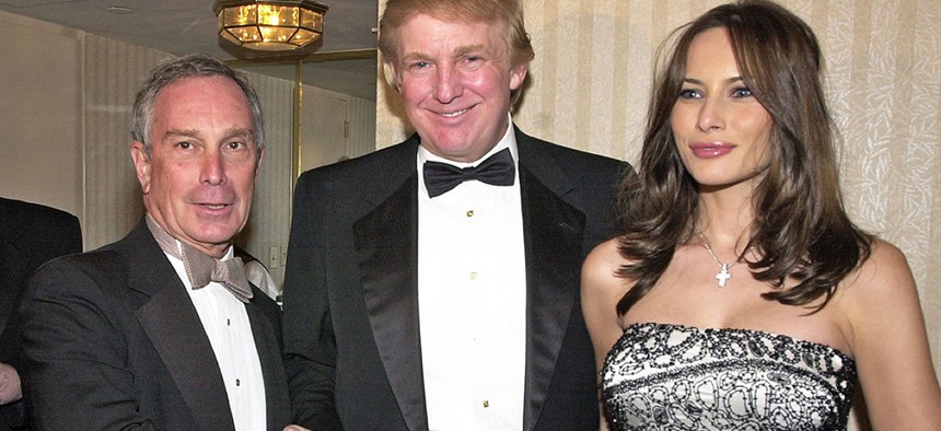 Michael Bloomberg with Donald and Melania Trump in 2001.