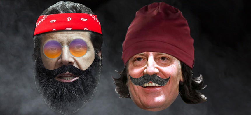 Andrew Cuomo and Bill de Blasio looking like Cheech and Chong