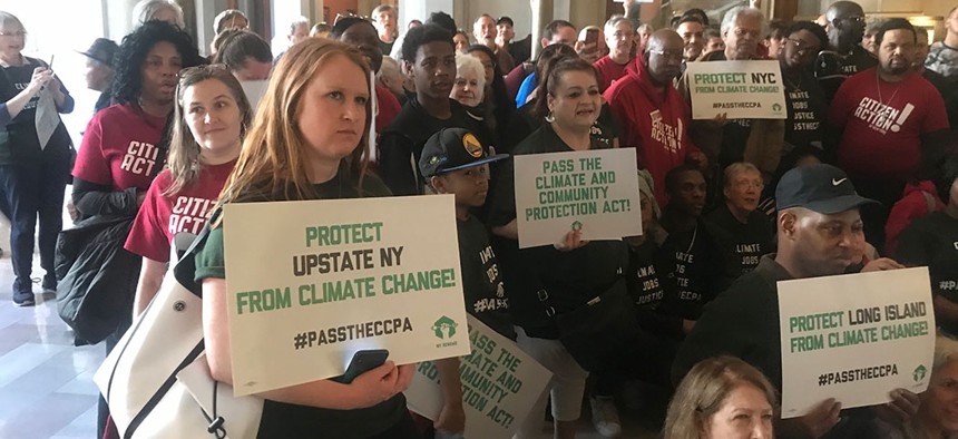Protestors gathered in the state Capitol two years ago to advocate for the CCPA, which remains stalled in the Legislature.