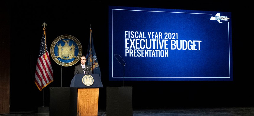 Governor Cuomo presented the 2021 fiscal year budget in Albany on Tuesday.