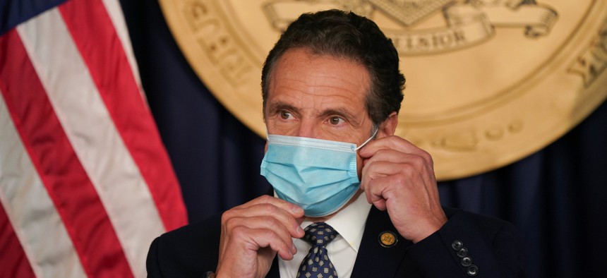 Governor Cuomo in a mask.
