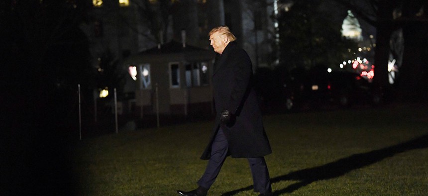 Donald Trump returns to the White House on December 19, 2019.