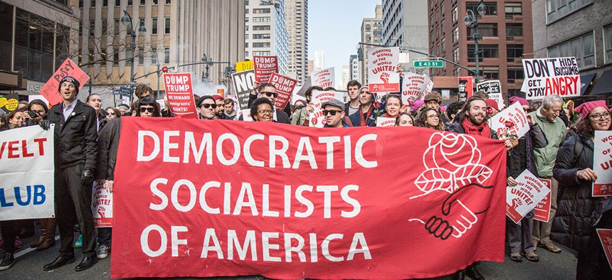 Democratic Socialists at the New York City Women's March on Jan. 21, 2017.