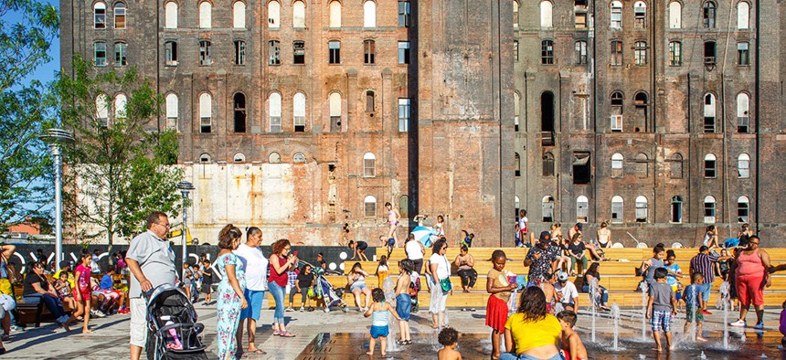 Domino Park at the old sugar factory in Brooklyn.