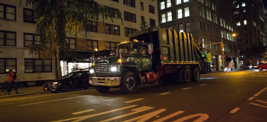 A commercial waste removal truck