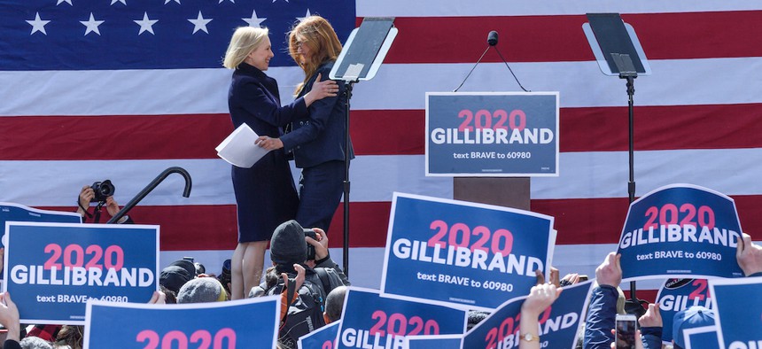 Connie Britton supports her former roommate Senator Kirsten Gillibrand at her presidential campaign kickoff.