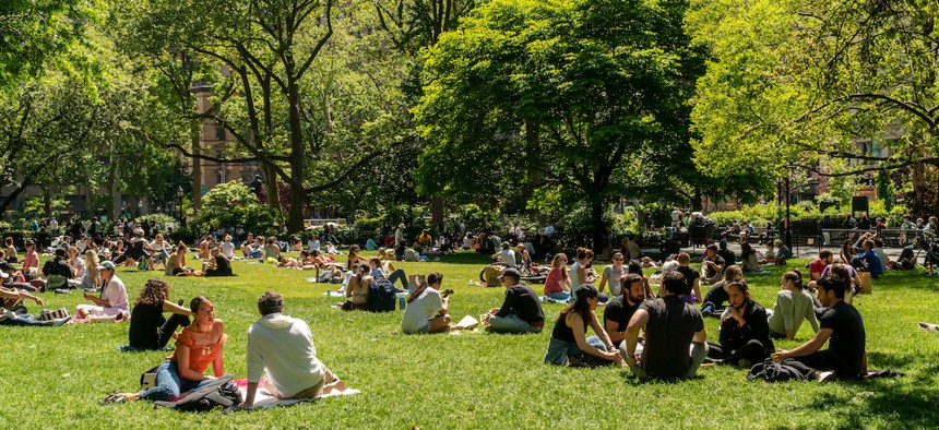 A crowded Madison Square Park on Memorial Day this year.