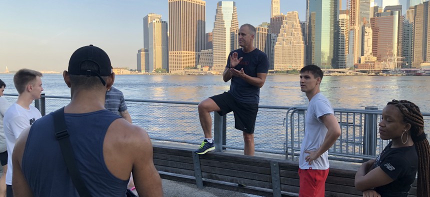 Rep. Sean Patrick Maloney holds a running town hall in Brooklyn.