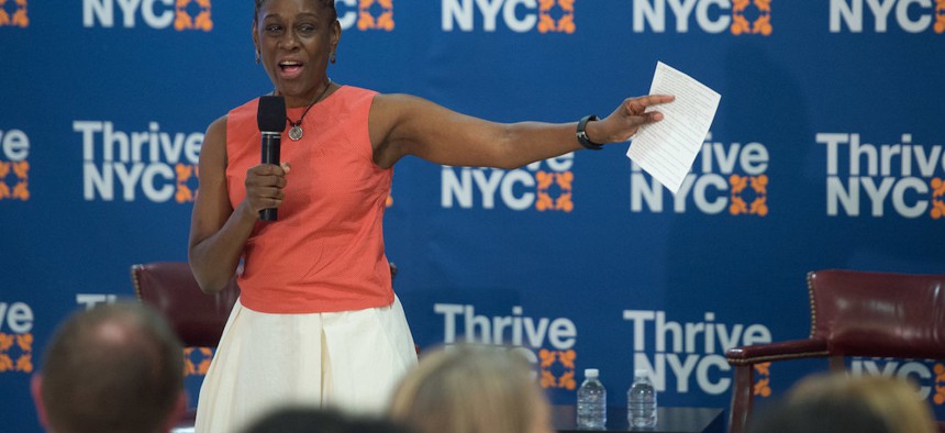 New York City's First Lady Chirlane McCray hosting a community conversation on mental health.