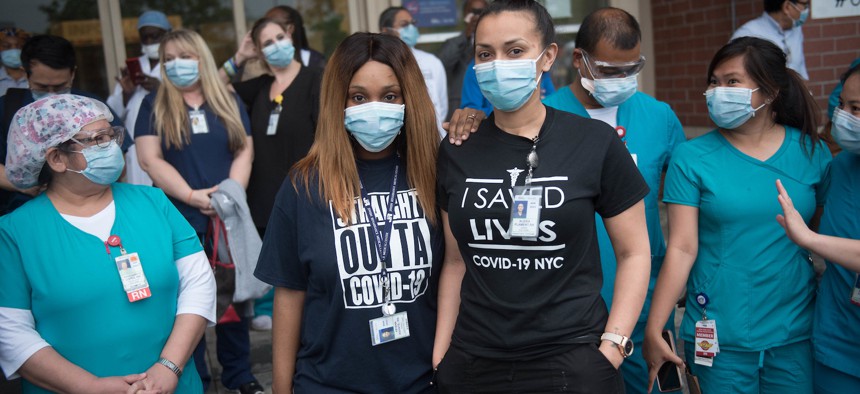 Nurses at NYC Health + Hospitals/Jacobi  in May 2020. 