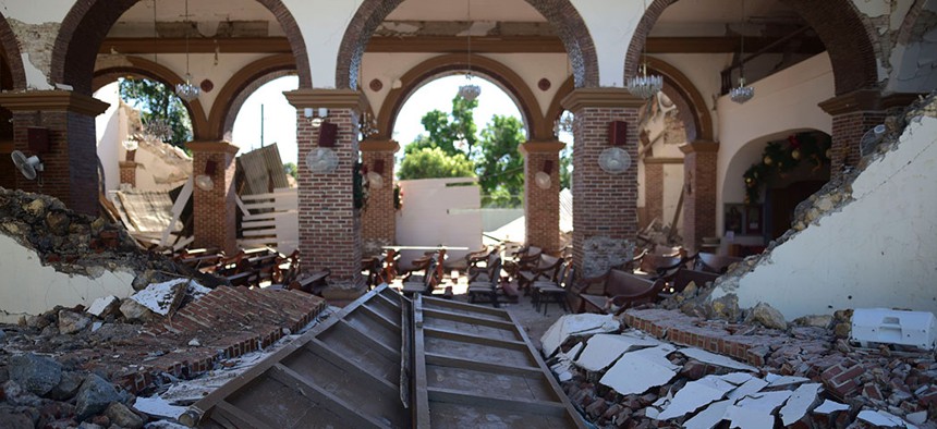 The Immaculate Concepcion Catholic church lies in ruins after an overnight earthquake in Guayanilla, Puerto Rico.