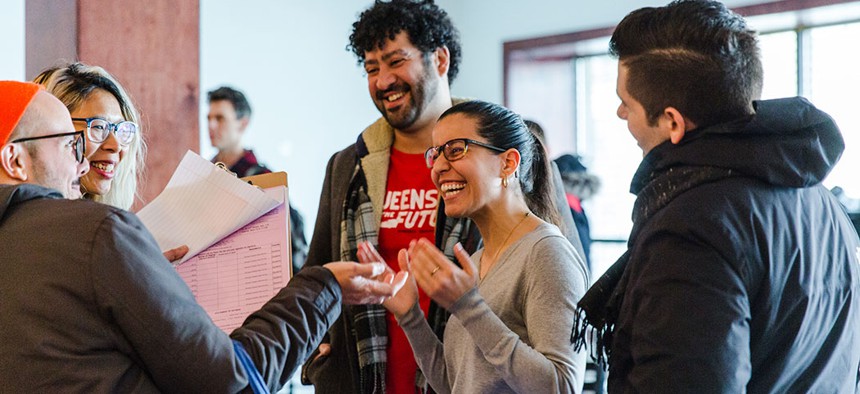 Tiffany Cabán at her petitioning kickoff. 