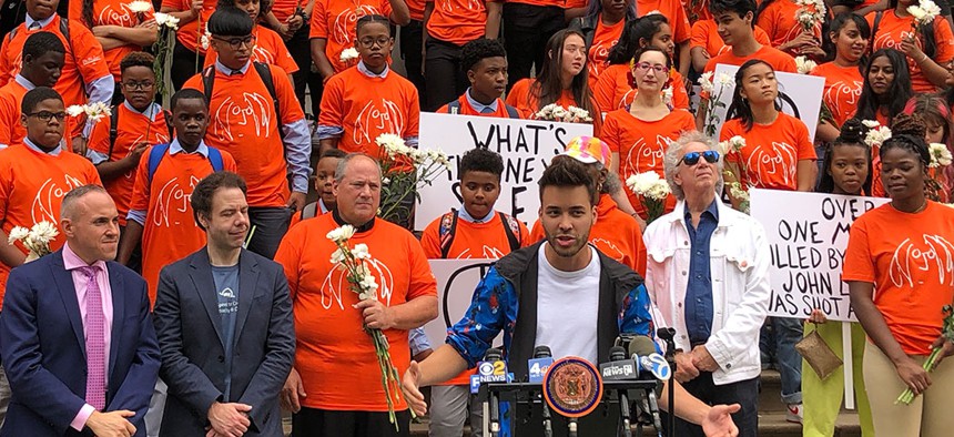 Latin pop superstar Prince Royce at a rally to end gun violence in New York City.