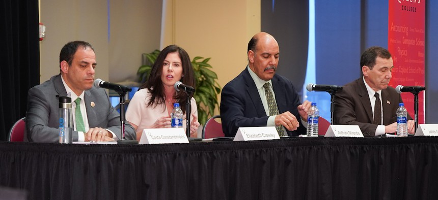 The Queens borough president candidates on Monday.