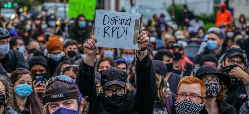 Protestors in Rochester on September 5th following the death of Daniel Prude at the hands of the Rochester Police Department.