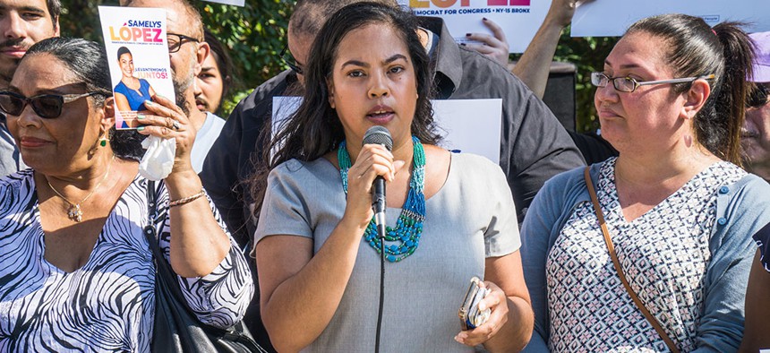 Samelys Lopez announces her campaign for Congress in the Bronx.