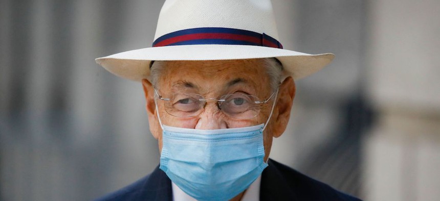 Former New York Assembly Speaker Sheldon Silver leaves U.S. District Court after he was sentenced to 6 1/2 years in prison on July 20, 2020.