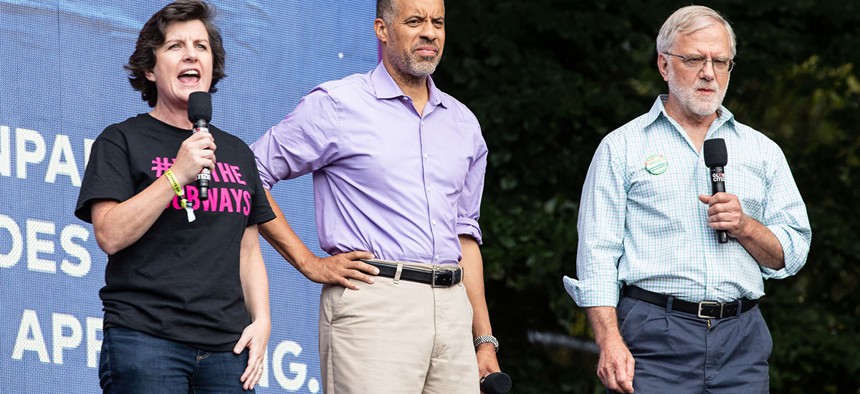 Stephanie Miner, Larry Sharpe and Howie Hawkins.