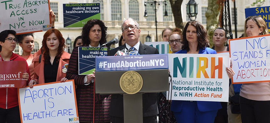 New York City Comptroller Scott Stringer at New York City Hall's rally to include abortion care funding in the city's 2020 budget.