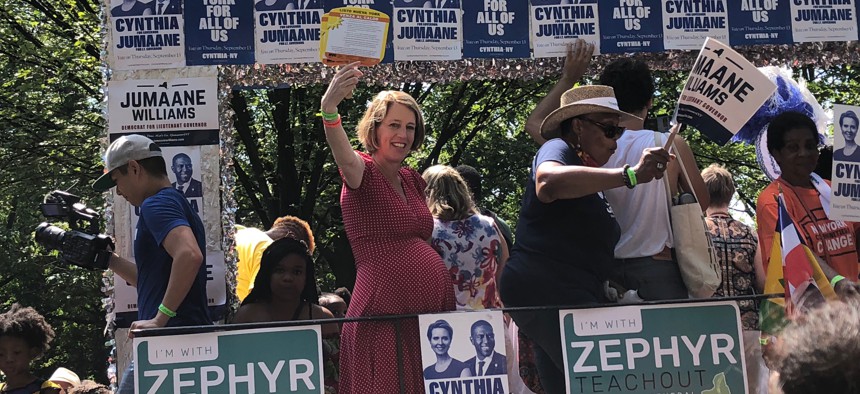 Zephyr Teachout at the West Indian Day Parade.