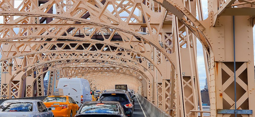 Traffic jam on the Queensboro Bridge. 