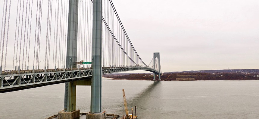 The Verazzano-Narrows Bridge.