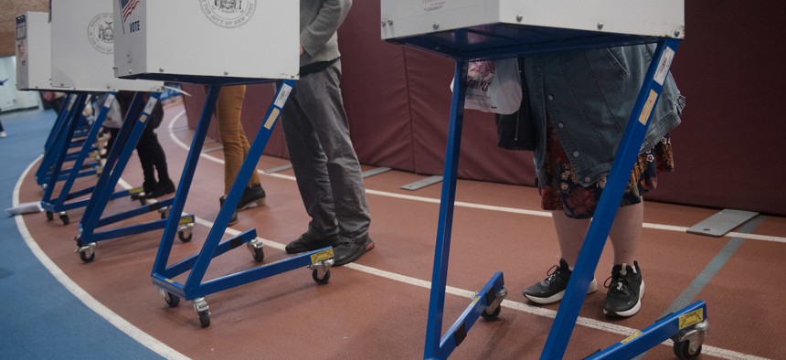 New Yorkers voting at  Park Slope Armory YMCA on October 27th.