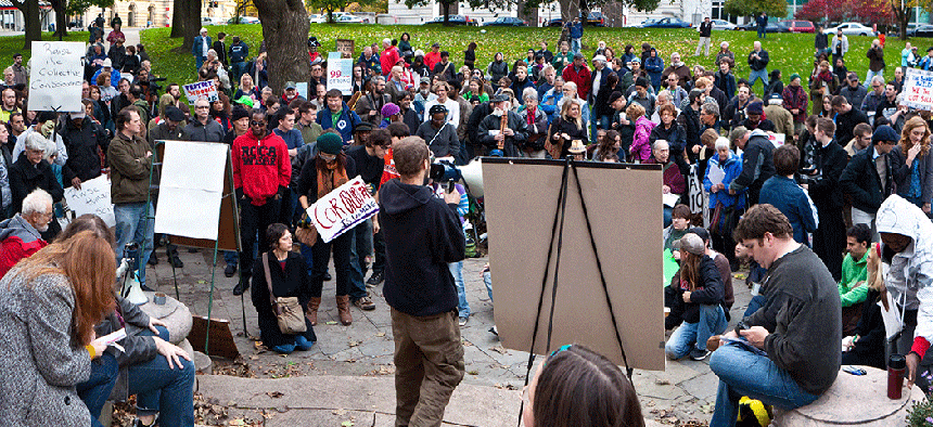 A grassroots protest in Albany, NY.
