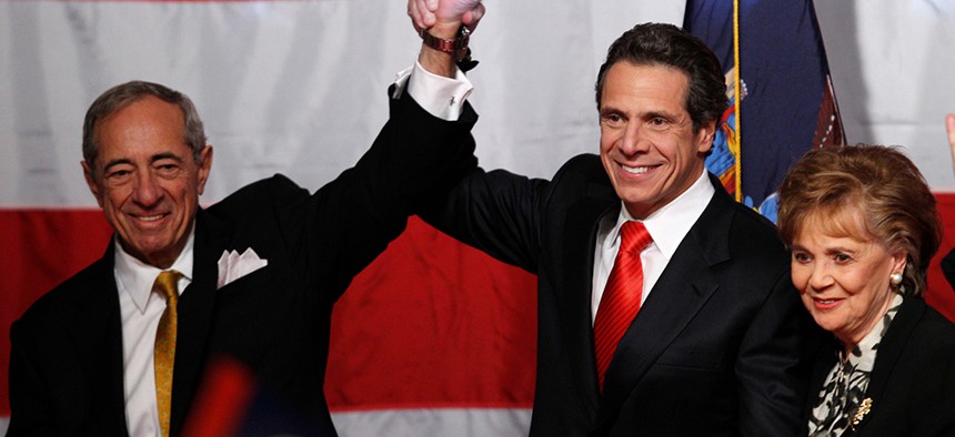 Andrew Cuomo celebrates his 2010 victory alongside his parents, former Gov. Mario Cuomo and Matilda Cuomo.