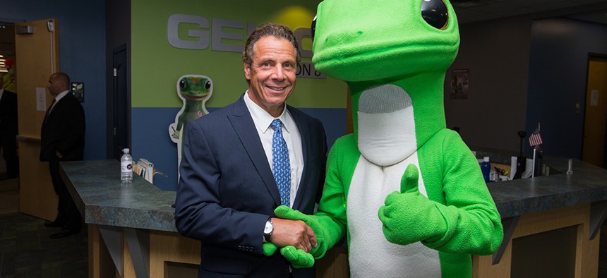 Gov. Andrew Cuomo with the Geico Gecko