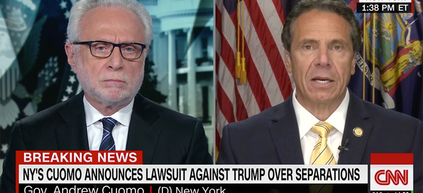New York Gov. Andrew Cuomo on CNN announcing that New York state and more than a dozen other states are suing the federal government over the separation of families at the border.