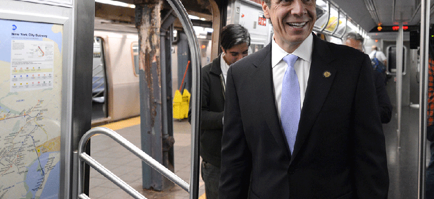 Gov. Andrew Cuomo on the E train.