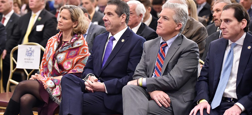 Gov. Andrew Cuomo at a meeting of the Long Island Association in Woodbury, Long Island