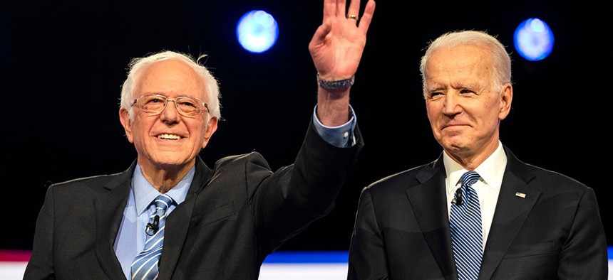 Senator Bernie Sanders and former Vice President Joe Biden, the two Democratic presidential front-runners.