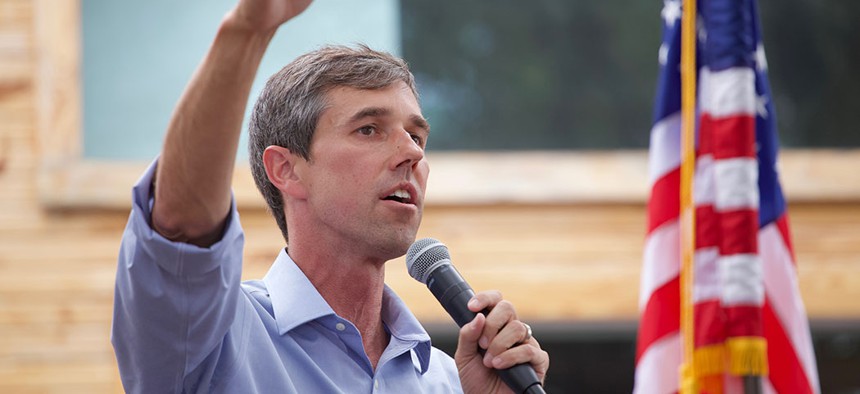 Beto O'Rourke delivering a speech.