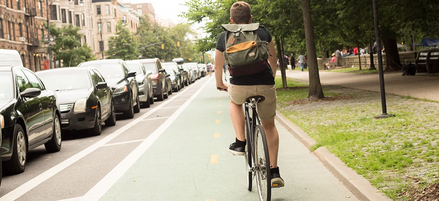 Bicyclist in New York City.