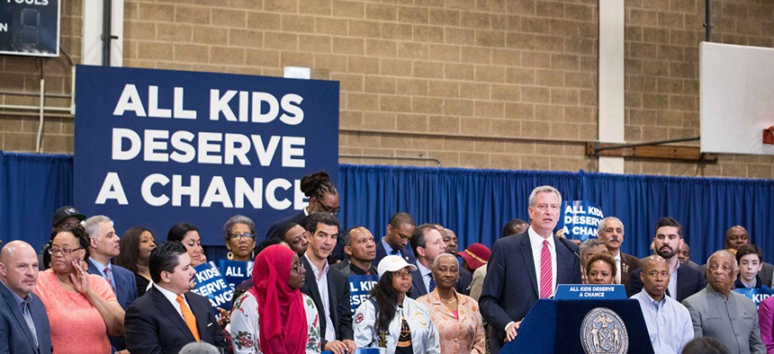 Mayor Bill de Blasio announces his plan to revise the admissions process for New York City's specialized high schools.