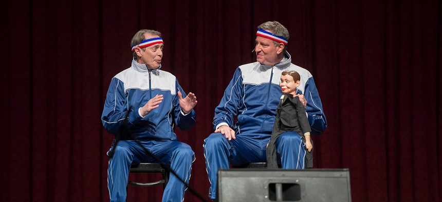 Actor Steve Buscemi and New York City Mayor Bill de Blasio perform at the 2014 Inner Circle Show.