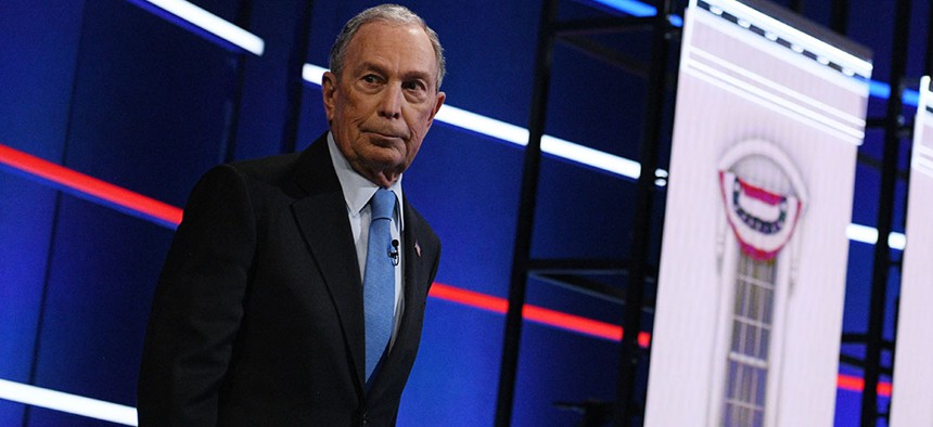 Former New York City Mayor Michael Bloomberg arriving at the ninth Democratic primary debate of the 2020 presidential campaign season.