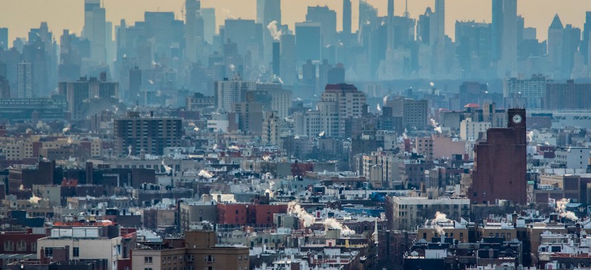 The Bronx and Manhattan skylines.