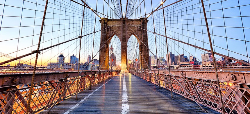 The Brooklyn Bridge.