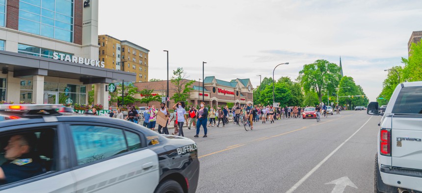 The Buffalo Police Department following protestors on June 4, 2020.