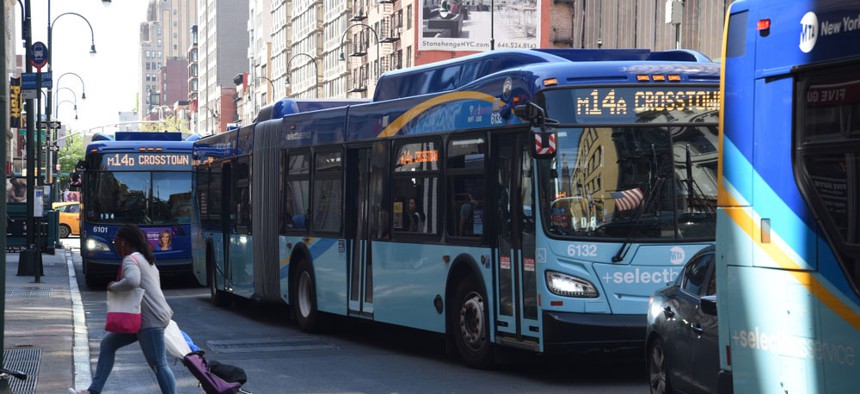 Buses in New York City.