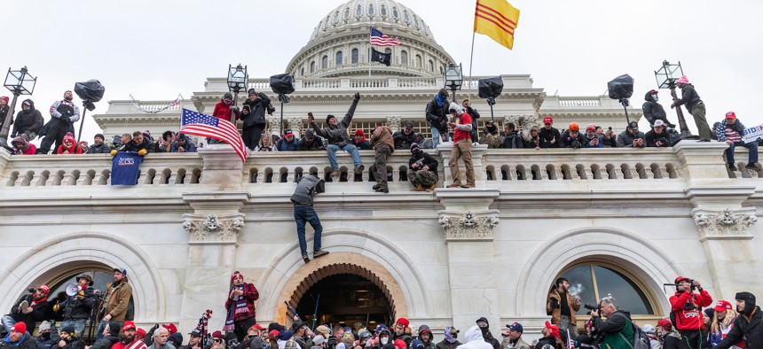 Pro-Trump rioters at the United States Capitol on January 6.