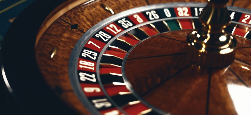 A roulette table in a casino